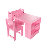 Garvee Multi-Functional Kids Art Table and 2 Chairs Set - Wooden Craft Desk with Storage Shelves and Paper Holder - Great for Drawing, Learning, and Activities - Sturdy Children’s Furniture for Home, Study Area, Playroom, or Daycare, Pink - Pink