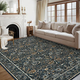 Garvee 8' × 10' Vintage Persian Floral Area Rug, Machine Washable Non-Slip Low-Pile Soft Rug for Living Room, Bedroom & Dining Room, Camel - Camel