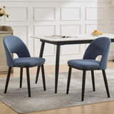 Garvee Modern Wooden Dining Chairs Set of 2 – Upholstered Linen Fabric, High Back & Deep Seat, Sturdy Wood Legs, Comfortable for Kitchen, Dining Room, Restaurant, Café – Blue, Hollow Back, 2-Pack Linen | Blue | Hollow back