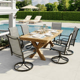 Garvee Set of 2 Patio Swivel Dining Chairs, 360° Outdoor Bistro Chairs with Breathable Quick-Dry Textilene, High Backs, Armrests and Rust-Resistant Steel Frames, Light Gray, No Cushions