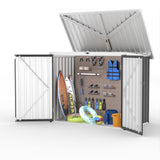 Garvee Lockable Outdoor Metal Storage Outdoor Storage Garden Storage Unit for Trash Cans - Rust-Resistant Galvanized Steel Enclosure with Sloped Roof - Multi-Use Storage Cabinet for Yard, Garden, Patio - Dark Gray , 5.8x3.3FT - Grey Vine