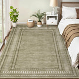 Garvee Washable Area Rug with Non-Slip Backing, Ideal for Living Room, Dining Room - Sage Green