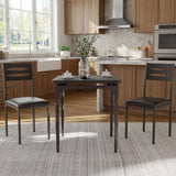 Garvee 3-Piece Dining Table Set for 2, Space Saving Kitchen Breakfast Nook for Kitchen, Dining Room, Small Spaces, Black