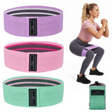 Garvee Purple Pink Green Gradient Hip Resistance Bands - Light to Heavy Fabric Booty Bands for Legs & Glutes, Non-Slip Squat Bands with Carry Bag for Home Workout, Yoga & Strength Training - 灰粉黑