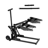 Garvee Heavy Duty Lawn Mower Lift Jack - 550 lbs Capacity - Adjustable Height, Manual or Drill Operation, Foot Pedal - Fits Zero Turn, Riding Mowers & Tractors - Collapsible for Easy Storage - Ideal for Maintenance & Blade Replacement - Black | Paired