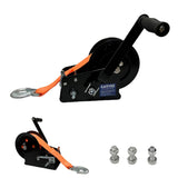Garvee 3500lbs Heavy Duty Boat Trailer Winch with 33FT Strap, Dual-Speed 4:1/8:1 Gear Ratio & 2-Way Ratchet, Professional Hand Crank Winch for Pulling Boat, Trailer, Truck, RV, ATV, Jet Ski - Orange (Bolt-on handle winch)