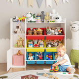Garvee Kids Toy Storage Organizer with 8 Multi-Color Removable Bins Kid Bookshelf and Toy Storage Large Toy Box with Bookshelf for Study Room, Bedroom, Kids Room, Classroom, Nursery - 