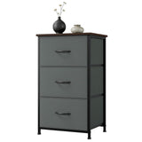 Garvee 3-Drawer Storage Organizer with Removable Fabric Bins, Compact Dresser for Bedroom, Living Room, Entryway & Closet, Grey & Black Top - Gray Pattern + Black