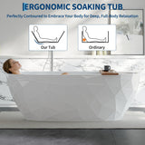 Garvee Diamond Texture Freestanding Acrylic Bathtub – Modern Soaking Tub with Glossy White Finish, Chrome Overflow & Pop-Up Drain – Perfect for Small Bathrooms – 1500MM, Chrome Overflow, Chrome Pop-Up Drain, All White