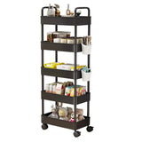Garvee Slim 5-Tier Rolling Storage Trolley – Mobile Plastic Utility Cart with Handle & Side Baskets, Multi-Purpose Space-Saving Organizer for Kitchen, Bathroom, Laundry, Living Room, 360° Wheels – White - White
