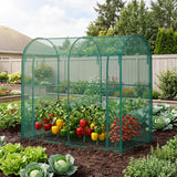 Garvee Heavy-Duty Crop Cage Obelisk for Garden – Steel Frame, Plant Netting, Roll-Up Zippered Door – Storage Bag, Ground Stakes, Insect and Bug Protection – Vegetables, Fruits, Raised Beds, 10x6.6x6.6 ft