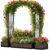 Garvee 90.5" Garden Arbor with 2 Planter Boxes, PE Coated Metal Garden Arch Trellis for Climbing Plants, Decorative Archway Wedding Arch Frame, Weather-Resistant Arbor Trellis for Lawn Backyard Yard - Black