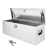 Garvee 48"x15"x15" Heavy-Duty Lockable Aluminum Diamond Plate Truck Bed Tool Box - Weather-Resistant Rustproof Storage Chest, Side Handles, Keys for Pickup Trucks & Trailers, Silver - Silver