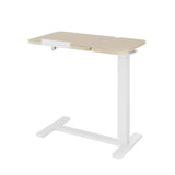 Garvee Small Rolling Overbed Table Adjustable Height with Wheels, Mobile Laptop Desk with Tilting Desktop, Portable Computer Workstation for Home Office, Bedside, Wood Grain - Wood Grain