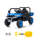 Garvee 12V Kids Ride on Dump Truck with Parent Remote Control, Single Seater Electric Farm Truck for Kids, Powered Dump Bed, Double Opening Doors, Suspension, LED Lights, MP3 & Horn,Blue - Blue