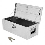 Garvee 30"x13"x9.6" Heavy-Duty Lockable Aluminum Diamond Plate Truck Bed Tool Box - Weatherproof Storage Chest, Side Handles, Keyed Lock for Pickup/Trailer/RV, Silver - Silver