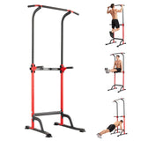 Garvee Heavy-Duty Power Tower Workout Station with Pull-Up Bar & Dip Station, 10 Adjustable Heights, 330 lbs Capacity Multi-Function Fitness Equipment for Home Gym Cross-Training - Red - Red