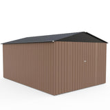 Garvee Spacious 8x12 FT Metal Outdoor Storage Outdoor Storage - Reinforced Frame, Lockable T-Type Door, Weatherproof, Ideal for Garden Tools & Bikes - Brown with Dark Roof