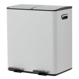 Garvee Dual 2 x 5.3 gal (2 x 20L) Stainless Steel Trash Can with Recycling Bin, Soft-Close Lid, Foldable Anti-Slip Step-on Pedal, Stainless Steel Handle, Removable Plastic Inner Buckets for Kitchen or Office