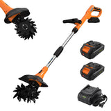 Garvee 20V Cordless Garden Tiller Cultivator, 2 × 2.0Ah Batteries, 9 in Tilling Width, 6.3 in Depth, Black & Orange - Black + Orange