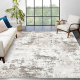 Garvee 8' × 10' Distressed Abstract Area Rug, Soft Washable Low-Pile Polyester Carpet for Living Room, Bedroom and Dining Room, Beige/Brown - Beige Brown