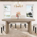 Garvee 5-Piece Oval Dining Table Set – 70.8'' Solid Pear Wood Table with High Back Upholstered Chairs – Modern Kitchen & Dining Room Furniture – Includes 4 Beige Wood Leg Chairs – 1800 Pear Wood Original + 4PCS Beige - Rustic Pear+Beige