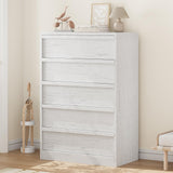 Garvee 5 Drawer Dresser for Bedroom, Antique White 5 Chest of Drawers 43" Tall with Large Storage Space, Modern Dresser Organizer for Living Room, Nursery, Entryway, Closet - White