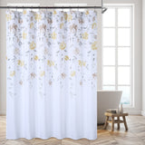 Garvee Water Resistant Floral Shower Curtain - Heavy Duty Canvas Fabric - Watercolor Yellow Leaf & Flower Design - Washable, Waterproof, 72" x 72" Bathroom Decor, USA
