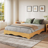 Garvee Twin Wood Platform Bed Frame with Wave Edge. Sturdy Slat Support.  Wood. Noise-Free. Easy Assembly. No Headboard. Modern Bedroom - Pine