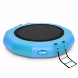 Garvee 10FT Inflatable Water Trampoline with Electric Air Pump & Rope Ladder, Heavy-Duty 3-4 Person Bouncer Swim Platform for Lake, Pool & Ocean Leisure Lounger - Blue