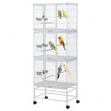 Garvee Heavy Duty Large Bird Cage - 74 Inch Stackable Aviary with 3 Dividable Compartments, Removable Trays, Spacious Flight Enclosure for Parakeets, Cockatiels, Conures, Finches, Easy Clean - White - White