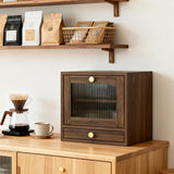 Garvee Wooden Bread Box for Kitchen Countertop with Drawer - 2 Layer Farmhouse Bread Storage Container with Acrylic Window, Kitchen Counter Organizer - Brown