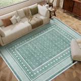 Garvee 5' x 7' Modern Geometric Area Rug, Machine Washable Non-Slip Low-Pile Stain-Resistant Rug for Living Room, Bedroom & Dining Room, Green - Green