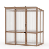 Garvee 4x6FT Wooden Greenhouse with Cedar Frame, Outdoor Wood Greenhouses with Roof Vent, Wood and Polycarbonate Walk-in Greenhouse