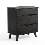 Garvee Compact 3-Drawer Bedside Cabinet Bedside Table - Space-Saving Storage End Table Cabinet, Sturdy Frame, Easy Assembly - Black - Black