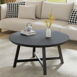 Garvee Modern Industrial Coffee Table - 36 Inch Round Living Room Center Table - Wood Grain Engineered Top, Thick Metal Legs, Adjustable Feet, Water Resistant, Easy Assembly, Grey