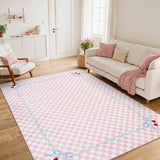 Garvee 8' x 10' Blush Pink Checkered Cherry Area Rug, Washable Non-Slip Low-Pile Carpet for Living Room, Bedroom and Dining Room - Blush Pink