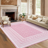 Garvee 10' × 13' Star Weave Area Rug, Soft Washable Low-Pile Polyester Carpet for Living Room, Bedroom and Dining Room, Pink - Pink