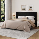 Garvee King Size Bed Frame with Wingback Headboard, Velvet Upholstered Platform Bed Frame with Sturdy Wooden Slats Support, No Box Spring Needed, Easy Assembly, Black - Black
