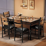 Garvee Dining Table Set, Wood Kitchen Table with 4 Upholstered Chairs, Kitchen Table Chairs Set of 4