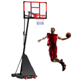 Garvee Portable Basketball Hoop System, 44 Inch Backboard Height-Adjustable Basketball Goal (5 FT to 10 FT, 18" Standard Rim, 76.3 Lbs) with 12mm Thick PP Backboard, Fillable Base & Wheels for Driveway & Backyard - Black & Red Lines--44In