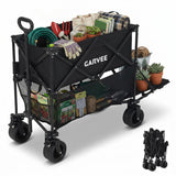 Garvee Heavy Duty Beach Wagon for Camping & Gardening, 220 lb Capacity Collapsible Utility Cart with 360° Wheels, Carbon Steel Frame and Oxford Fabric