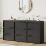 Garvee 9 Drawer Wooden Dresser with Ample Storage & Sturdy MDF Build, Waterproof Top, Adjustable Feet, Freestanding for Bedroom & Living Room - Black