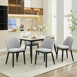 Garvee Upholstered Fabric Dining Room Side Chairs, Chair for Dining Room with Padded Seat and Wood Legs(Set of 4) - Linen | Gray