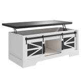 Garvee 47.2'' Lift Top Coffee Table with Storage, Farmhouse Center Table with Sliding Barn Door & Large Hidden Compartment for Living Room, Bedroom, Home Office, Black - Black