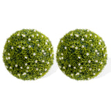 Garvee 16.5" Artificial Plant Topiary Ball Set of 2 with White Flowers for Indoor Outdoor Porch Balcony Home Decor