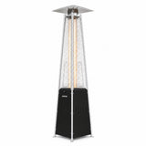 Garvee Pyramid Propane Patio Heater for Deck & Backyard, 1-Piece Outdoor Heater with Wheels, Waterproof Cover and Black Finish - Black + Dust Cover