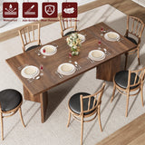 Garvee Rustic 71'' Rectangular Dining Table for 6 – Farmhouse Style, Sturdy Wooden Top – Flat Legs, Modern Walnut Finish – Perfect for Gatherings – Golden Nanmu Color