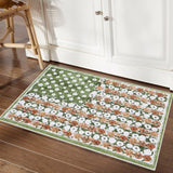 Garvee 2' × 3' 4th of July Patriotic Floral Rug, Sage Green/White/Rust American Flag Washable Area Rug - Sage Green/White/Rust