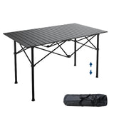 Garvee Roll-Up Aluminum Coffee Table for Camping & Picnic, Portable Folding Outdoor Table with Waterproof Design, Carry Bag and Black Finish